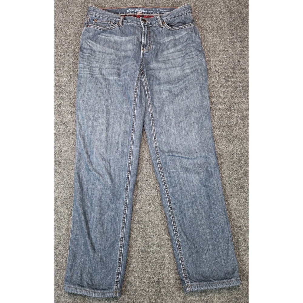 Eddie Bauer Flannel Lined Jeans Womens 6 Blue Boyfriend Relaxed - Picture 2 of 8